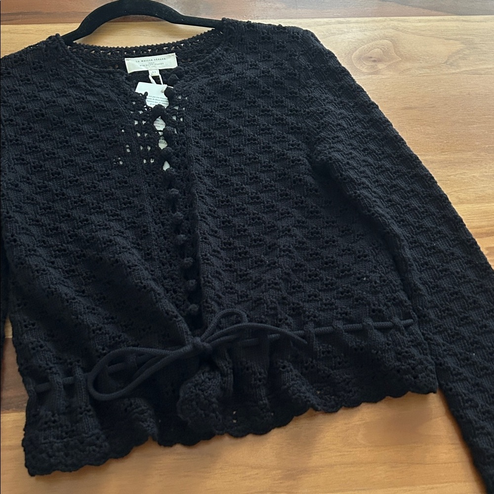 Sézane Martie Cardigan XS Black | NWT | Sold Out | Organic Cotton - Picture 9 of 15